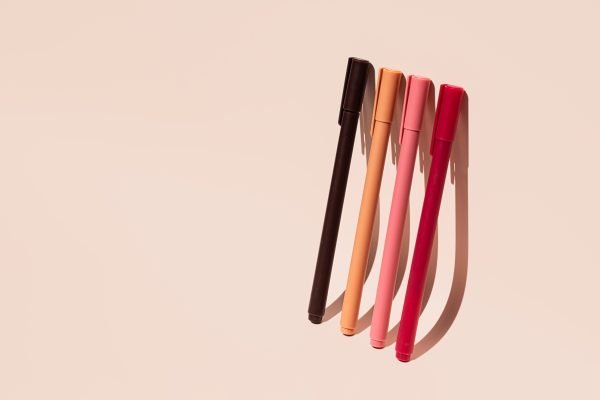 Colourful pens set. Some pen with shadow.